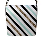 Pattern, Black, Blue, Gold, Lines, Stripes Flap Closure Messenger Bag (L)