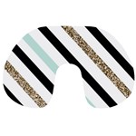 Pattern, Black, Blue, Gold, Lines, Stripes Travel Neck Pillow