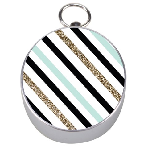 Pattern, Black, Blue, Gold, Lines, Stripes Silver Compasses from ArtsNow.com Front