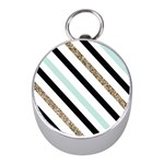 Pattern, Black, Blue, Gold, Lines, Stripes Mini Silver Compasses