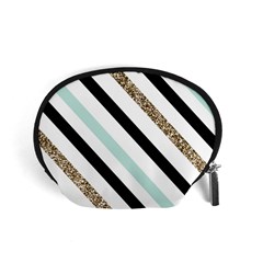 Pattern, Black, Blue, Gold, Lines, Stripes Accessory Pouch (Small) from ArtsNow.com Front