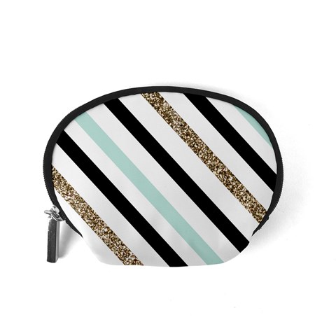 Pattern, Black, Blue, Gold, Lines, Stripes Accessory Pouch (Small) from ArtsNow.com Back