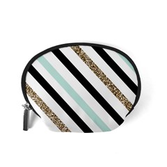 Pattern, Black, Blue, Gold, Lines, Stripes Accessory Pouch (Small) from ArtsNow.com Back