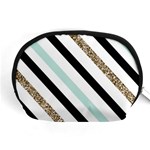 Pattern, Black, Blue, Gold, Lines, Stripes Accessory Pouch (Medium)