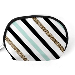 Pattern, Black, Blue, Gold, Lines, Stripes Accessory Pouch (Medium) from ArtsNow.com Back