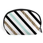 Pattern, Black, Blue, Gold, Lines, Stripes Accessory Pouch (Large)