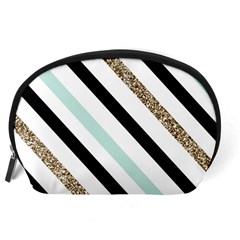 Pattern, Black, Blue, Gold, Lines, Stripes Accessory Pouch (Large) from ArtsNow.com Back