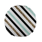 Pattern, Black, Blue, Gold, Lines, Stripes Standard 15  Premium Flano Round Cushions