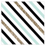 Pattern, Black, Blue, Gold, Lines, Stripes Square Satin Scarf (36  x 36 )