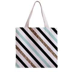 Pattern, Black, Blue, Gold, Lines, Stripes Zipper Grocery Tote Bag from ArtsNow.com Front