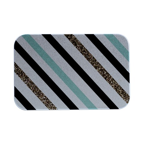 Pattern, Black, Blue, Gold, Lines, Stripes Open Lid Metal Box (Silver)   from ArtsNow.com Front