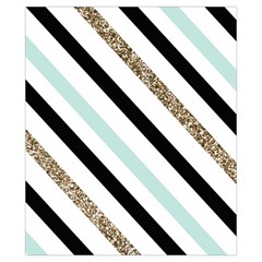 Pattern, Black, Blue, Gold, Lines, Stripes Drawstring Pouch (XS) from ArtsNow.com Front