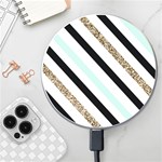 Pattern, Black, Blue, Gold, Lines, Stripes Wireless Fast Charger(White)