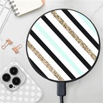 Pattern, Black, Blue, Gold, Lines, Stripes Wireless Fast Charger(Black)