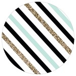 Pattern, Black, Blue, Gold, Lines, Stripes Round Trivet