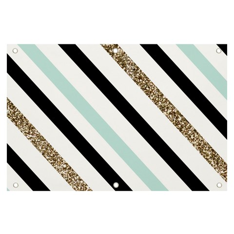 Pattern, Black, Blue, Gold, Lines, Stripes Banner and Sign 6  x 4  from ArtsNow.com Front