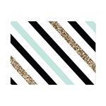 Pattern, Black, Blue, Gold, Lines, Stripes Premium Plush Fleece Blanket (Mini)