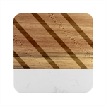 Pattern, Black, Blue, Gold, Lines, Stripes Marble Wood Coaster (Square)