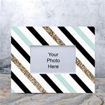 Pattern, Black, Blue, Gold, Lines, Stripes White Tabletop Photo Frame 4 x6 