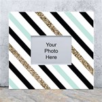 Pattern, Black, Blue, Gold, Lines, Stripes White Wall Photo Frame 5  x 7 