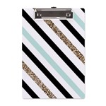 Pattern, Black, Blue, Gold, Lines, Stripes A5 Acrylic Clipboard