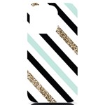 Pattern, Black, Blue, Gold, Lines, Stripes iPhone 14 Pro Black UV Print Case