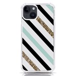 Pattern, Black, Blue, Gold, Lines, Stripes iPhone 14 TPU UV Print Case