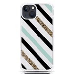 Pattern, Black, Blue, Gold, Lines, Stripes iPhone 13 TPU UV Print Case