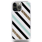 Pattern, Black, Blue, Gold, Lines, Stripes iPhone 13 Pro Max TPU UV Print Case