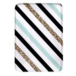 Pattern, Black, Blue, Gold, Lines, Stripes Rectangular Glass Fridge Magnet (4 pack)