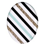 Pattern, Black, Blue, Gold, Lines, Stripes Oval Glass Fridge Magnet (4 pack)