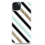 Pattern, Black, Blue, Gold, Lines, Stripes iPhone 15 TPU UV Print Case