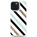 Pattern, Black, Blue, Gold, Lines, Stripes iPhone 15 Plus TPU UV Print Case