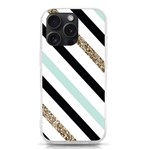 Pattern, Black, Blue, Gold, Lines, Stripes iPhone 15 Pro TPU UV Print Case