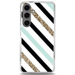 Pattern, Black, Blue, Gold, Lines, Stripes Samsung Galaxy S24 6.2 Inch TPU UV Case