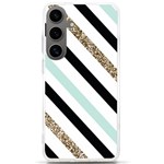 Pattern, Black, Blue, Gold, Lines, Stripes Samsung Galaxy S24 Ultra 6.9 Inch TPU UV Case