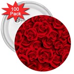 Red Roses , Red Buds, Red Roses 3  Buttons (100 pack) 