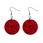 Red Roses , Red Buds, Red Roses Mini Button Earrings