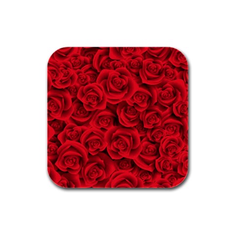 Red Roses , Red Buds, Red Roses Rubber Square Coaster (4 pack) from ArtsNow.com Front