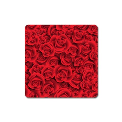 Red Roses , Red Buds, Red Roses Square Magnet from ArtsNow.com Front