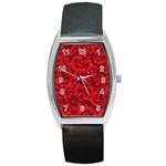 Red Roses , Red Buds, Red Roses Barrel Style Metal Watch