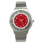 Red Roses , Red Buds, Red Roses Stainless Steel Watch