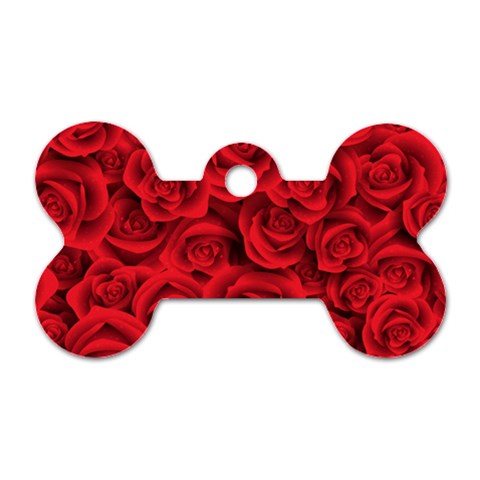 Red Roses , Red Buds, Red Roses Dog Tag Bone (One Side) from ArtsNow.com Front