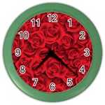 Red Roses , Red Buds, Red Roses Color Wall Clock