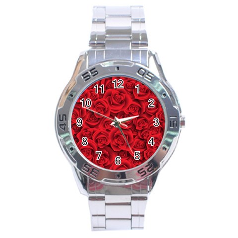 Red Roses , Red Buds, Red Roses Stainless Steel Analogue Watch from ArtsNow.com Front