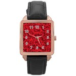 Red Roses , Red Buds, Red Roses Rose Gold Leather Watch 