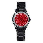 Red Roses , Red Buds, Red Roses Stainless Steel Round Watch