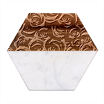 Red Roses , Red Buds, Red Roses Marble Wood Coaster (Hexagon) 