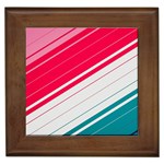 Red White Teal Stripes Framed Tile