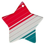 Red White Teal Stripes Ornament (Star)